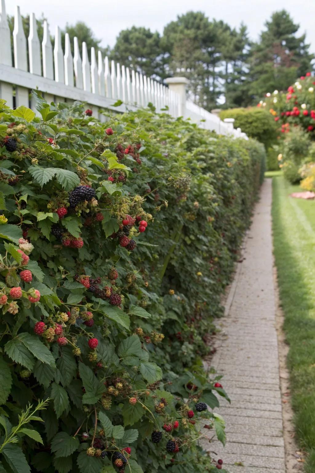 An edible hedge that provides both privacy and produce.