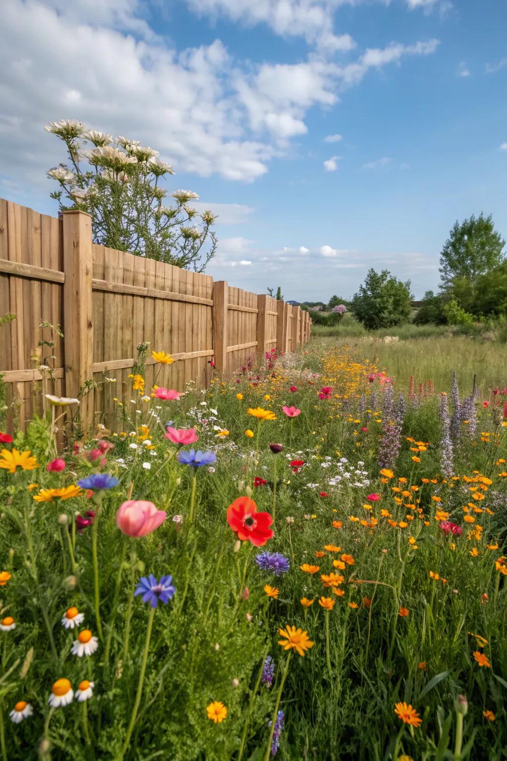 A vibrant wildflower meadow attracts pollinators.