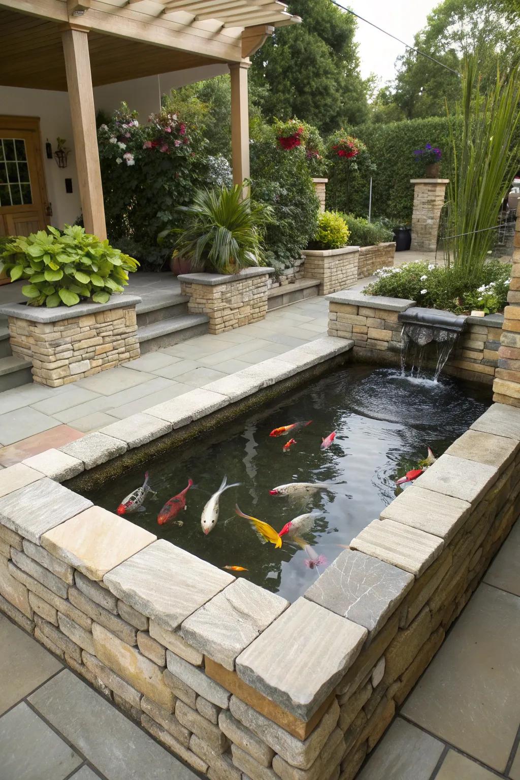 A raised pond adds height and drama to your outdoor living space.