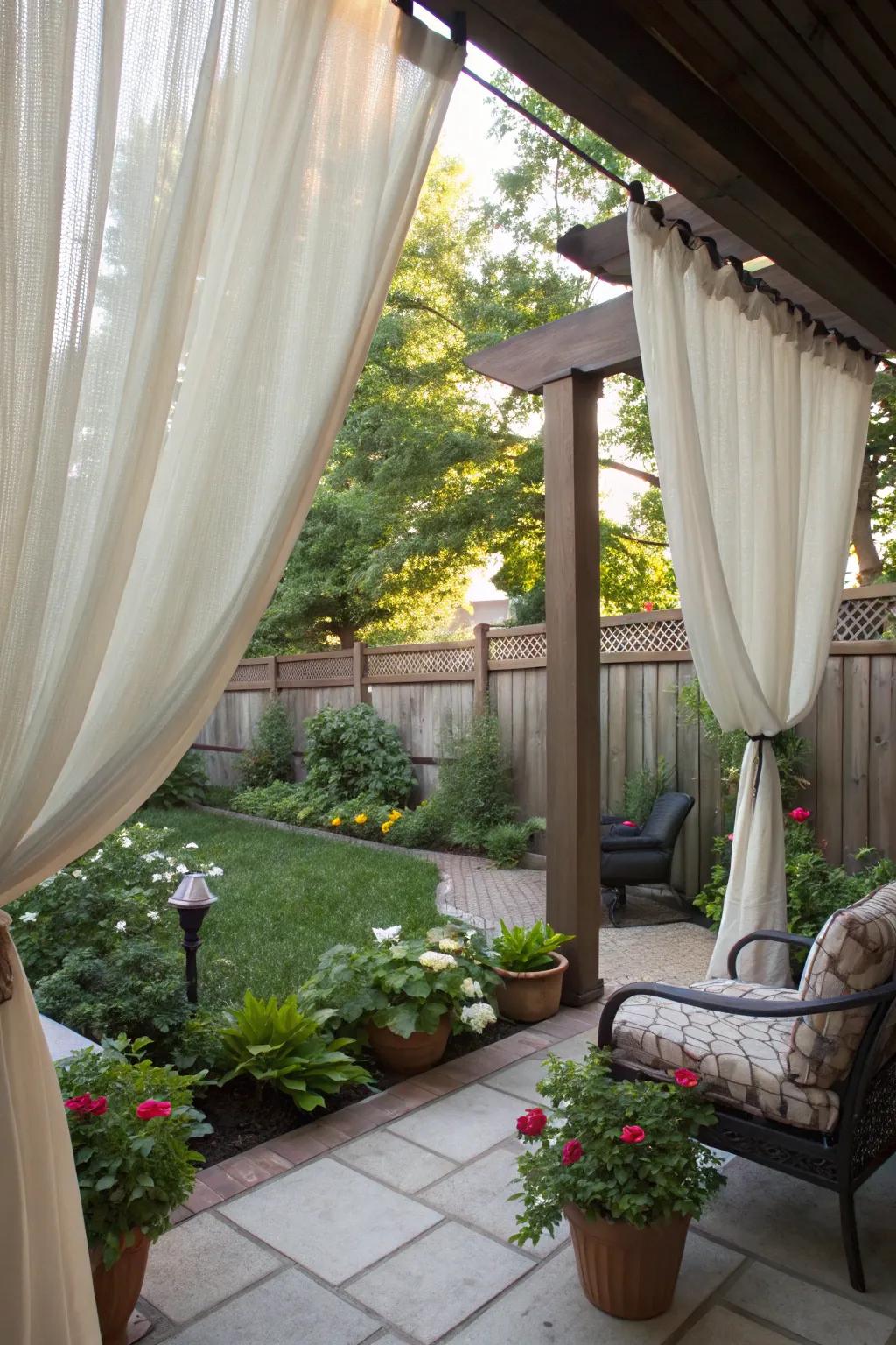 Outdoor curtains add a touch of elegance and privacy to your backyard.