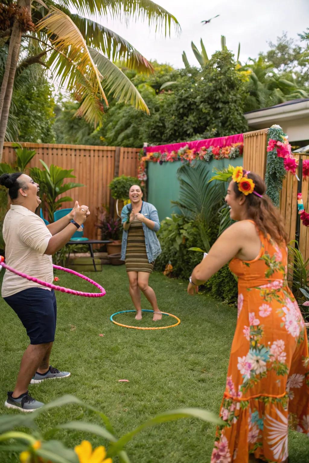 A hula hoop contest brings fun and laughter to your luau.
