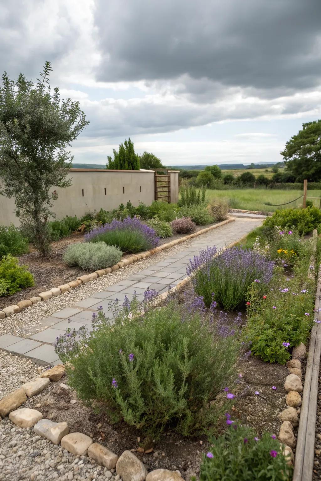 An herb garden introduces soothing scents to the memorial garden.