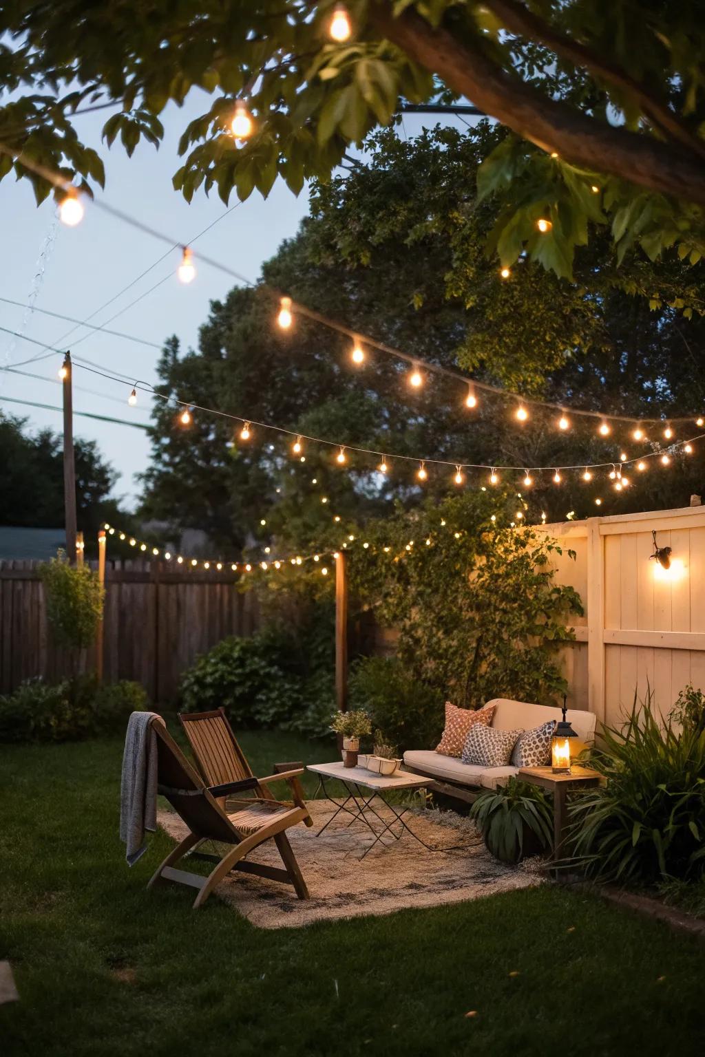 Illuminate with energy-saving solar string lights.