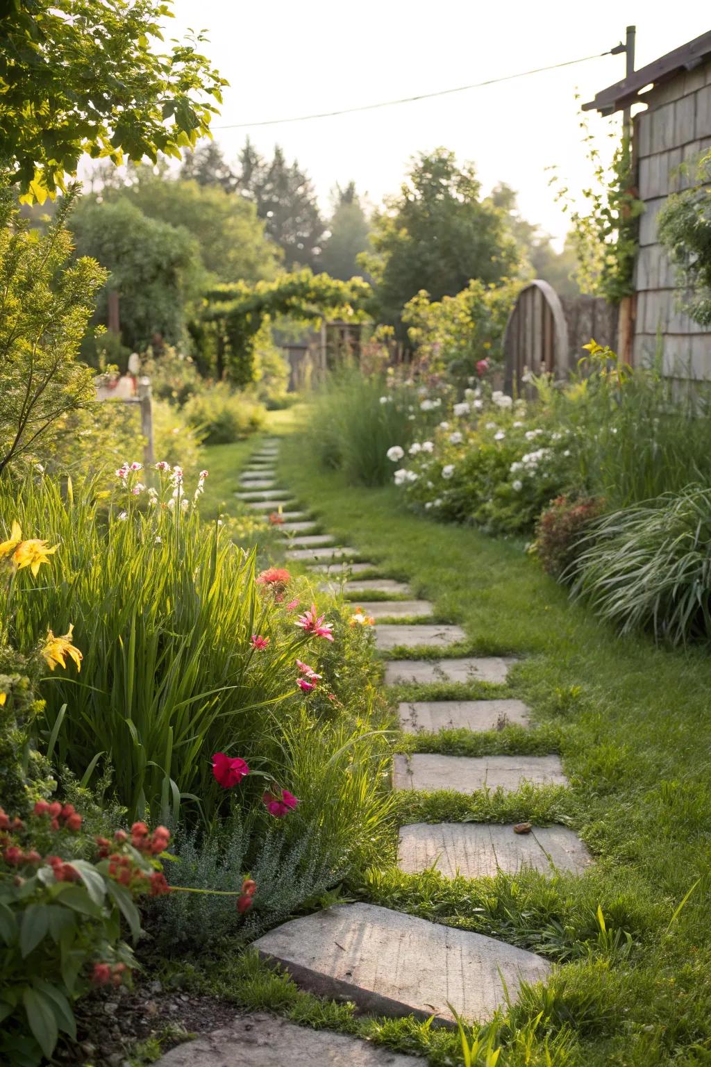 Garden pathways add structure and invite exploration.