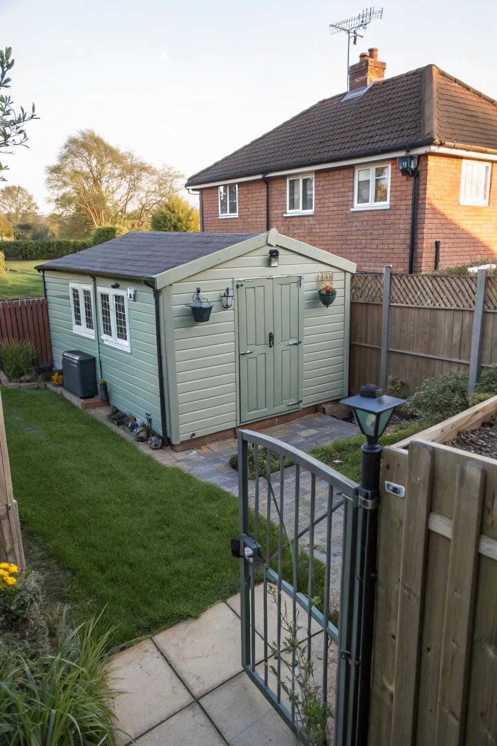 A visible shed from the house, enhancing backyard security.