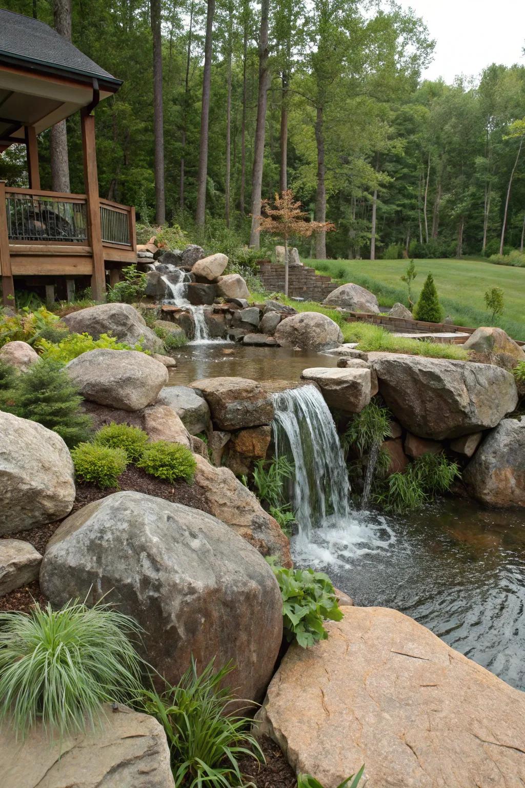 Transform your garden into a mountain escape with a rocky stream.