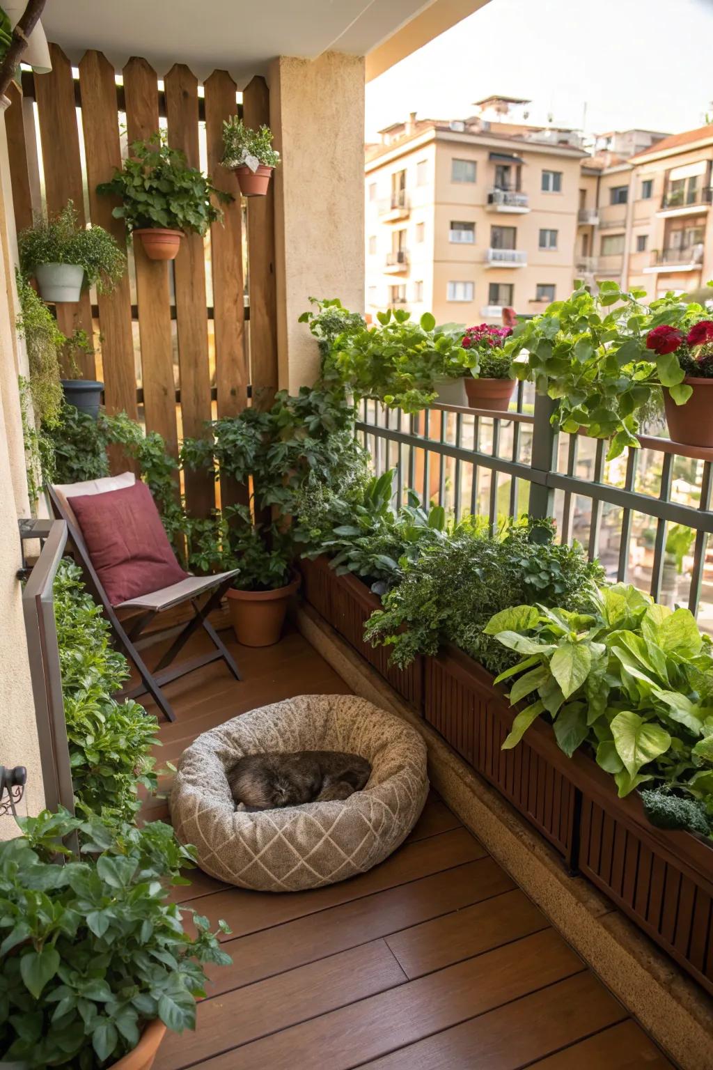 Create a pet-friendly paradise on your balcony.