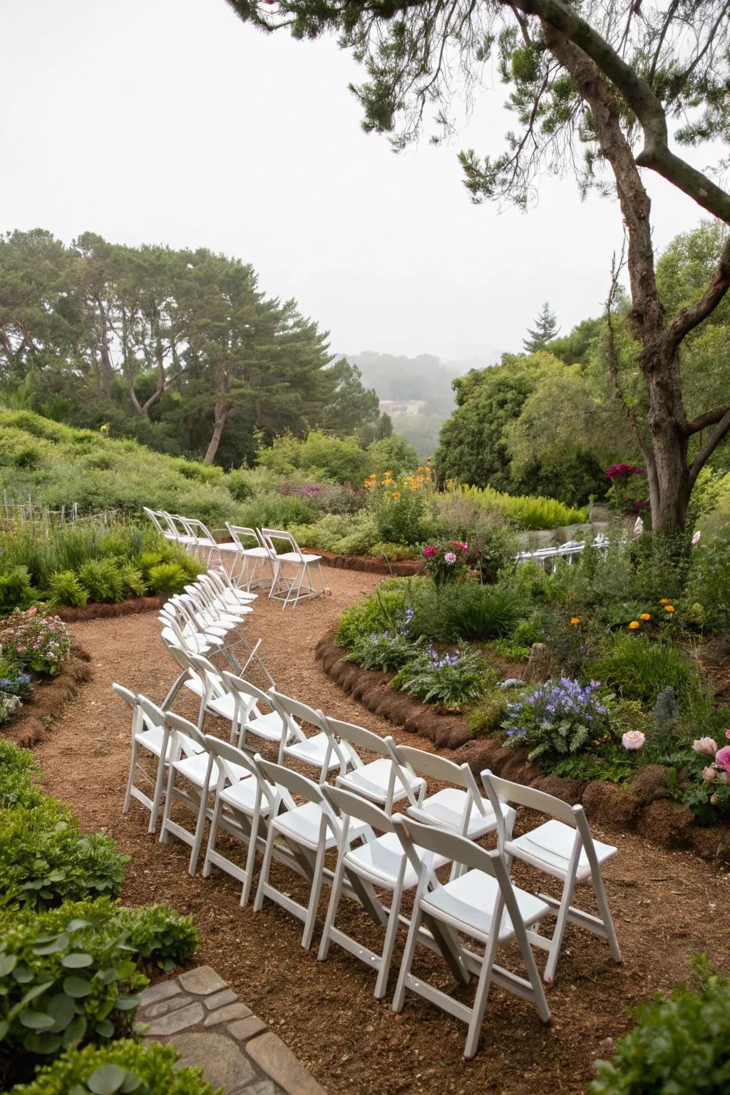 Relax in nature with bark-covered seating zones.