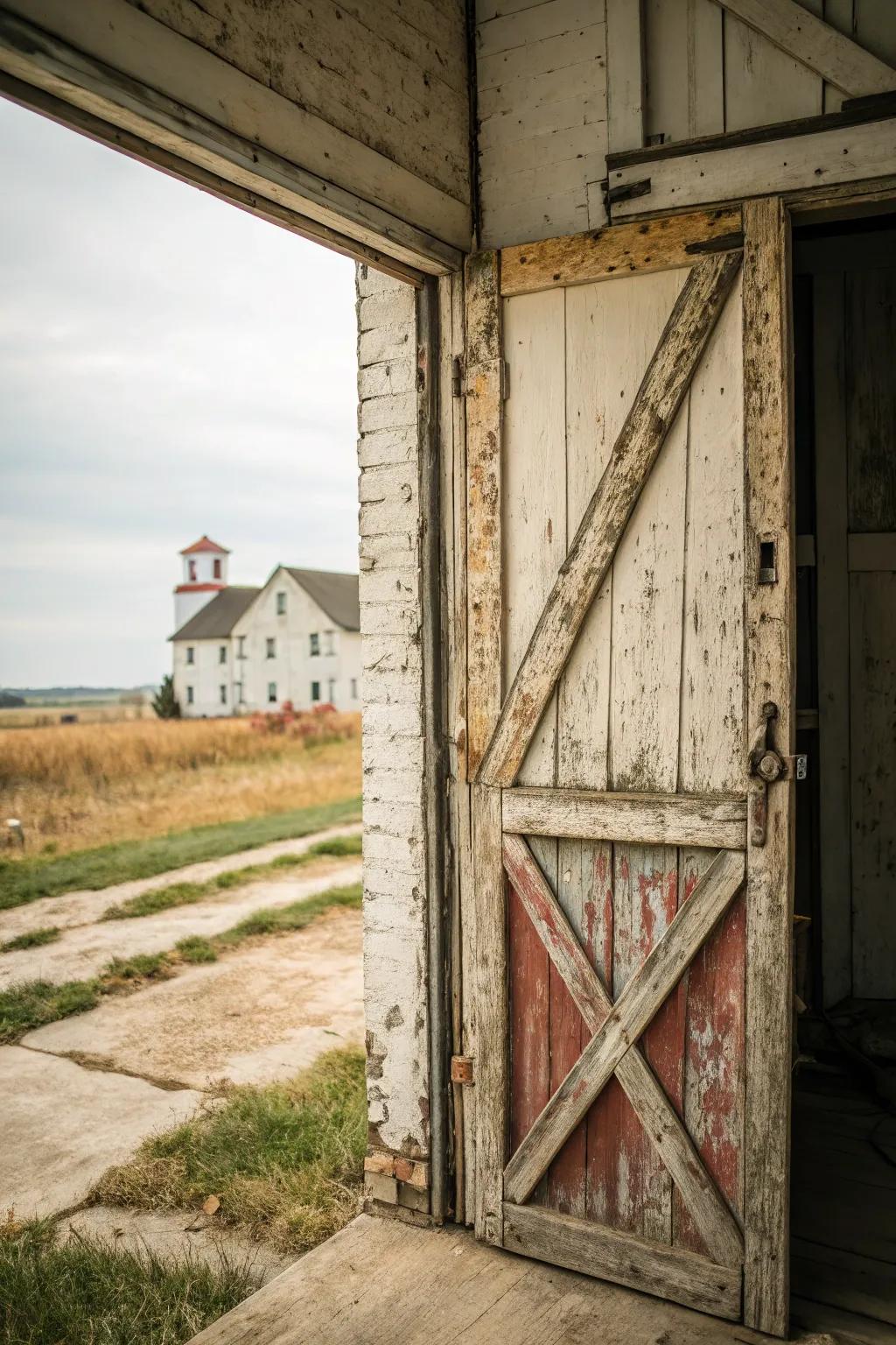 Weathered finishes provide barn doors with a charming rustic feel.