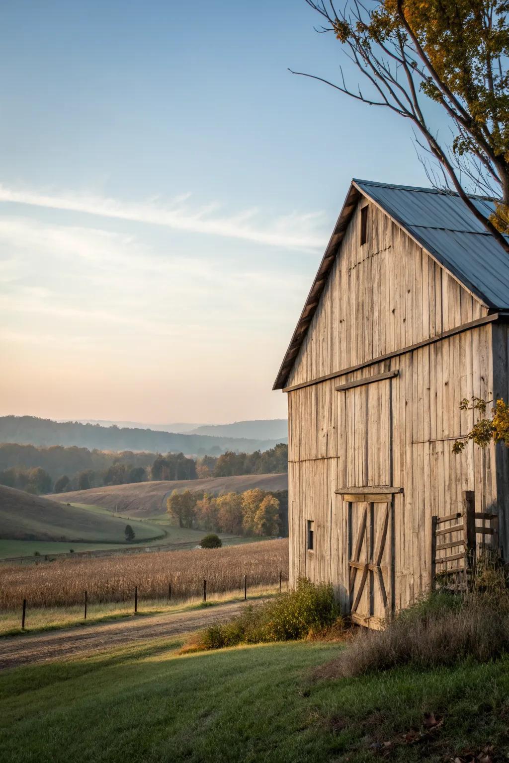 A barn featuring elegant and durable board and batten siding.