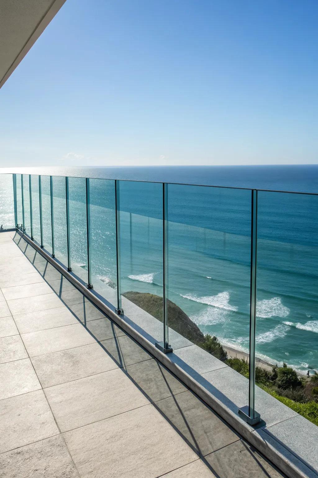 Glass panels offer a seamless connection to the sea.