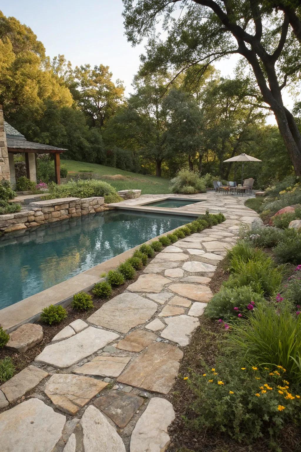 Natural stone accents add to the beach ambiance