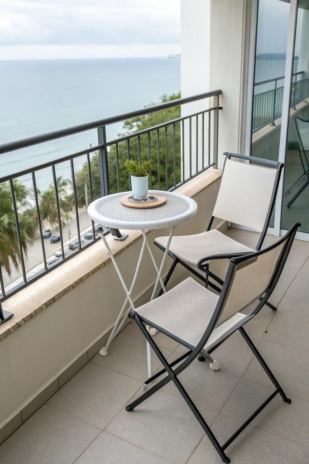 Lightweight furniture offers flexibility and ease for your balcony.