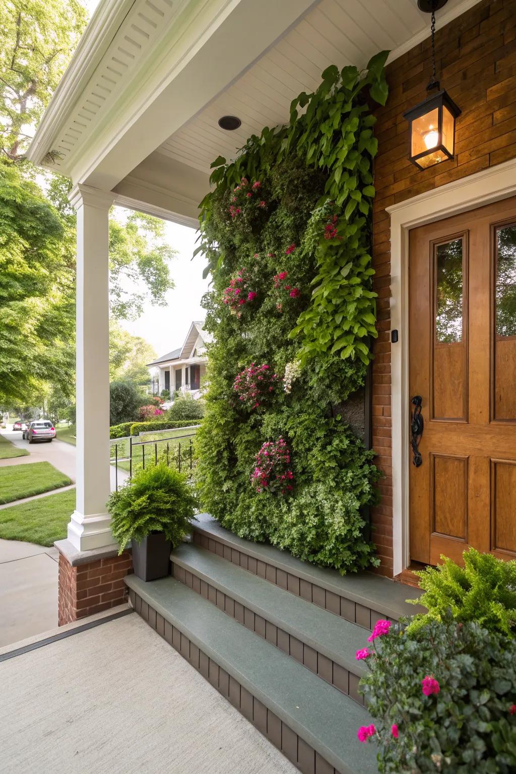 Vertical gardens maximize space and add lush greenery.