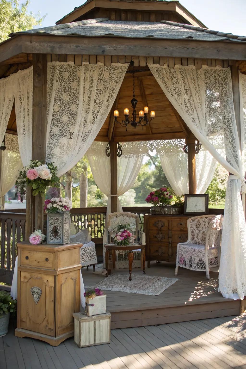 A gazebo exuding vintage charm and elegance.