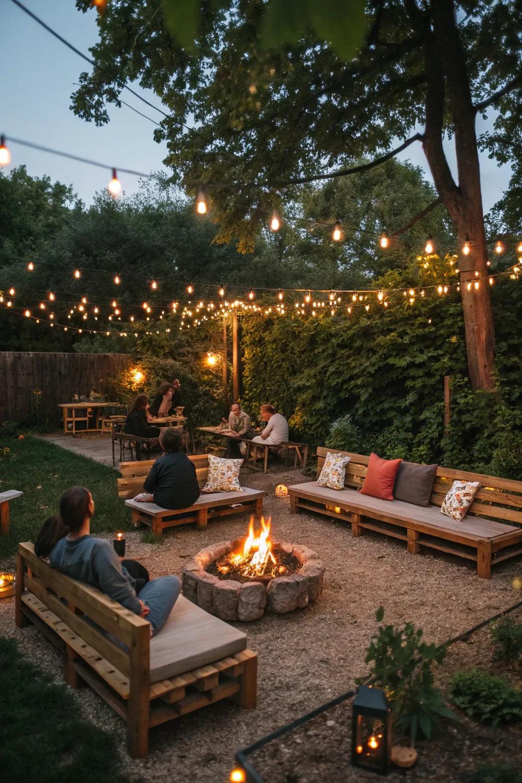 A fire pit brings warmth and comfort to gatherings.