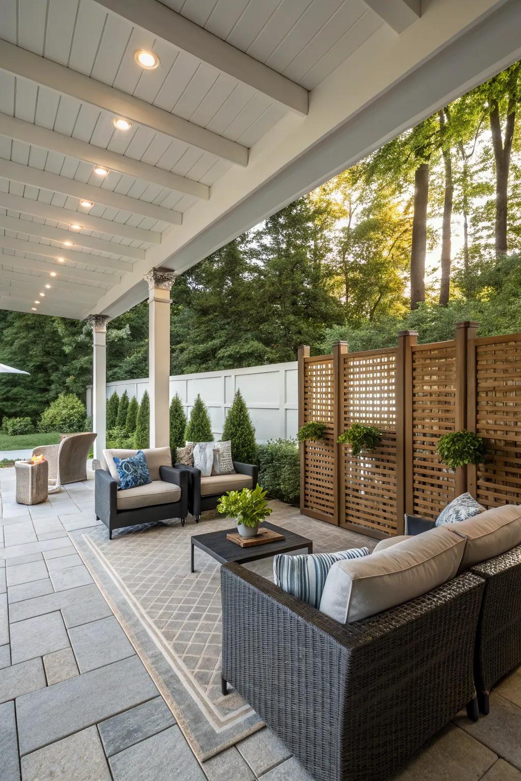 Enjoy a secluded oasis with chic privacy screens.