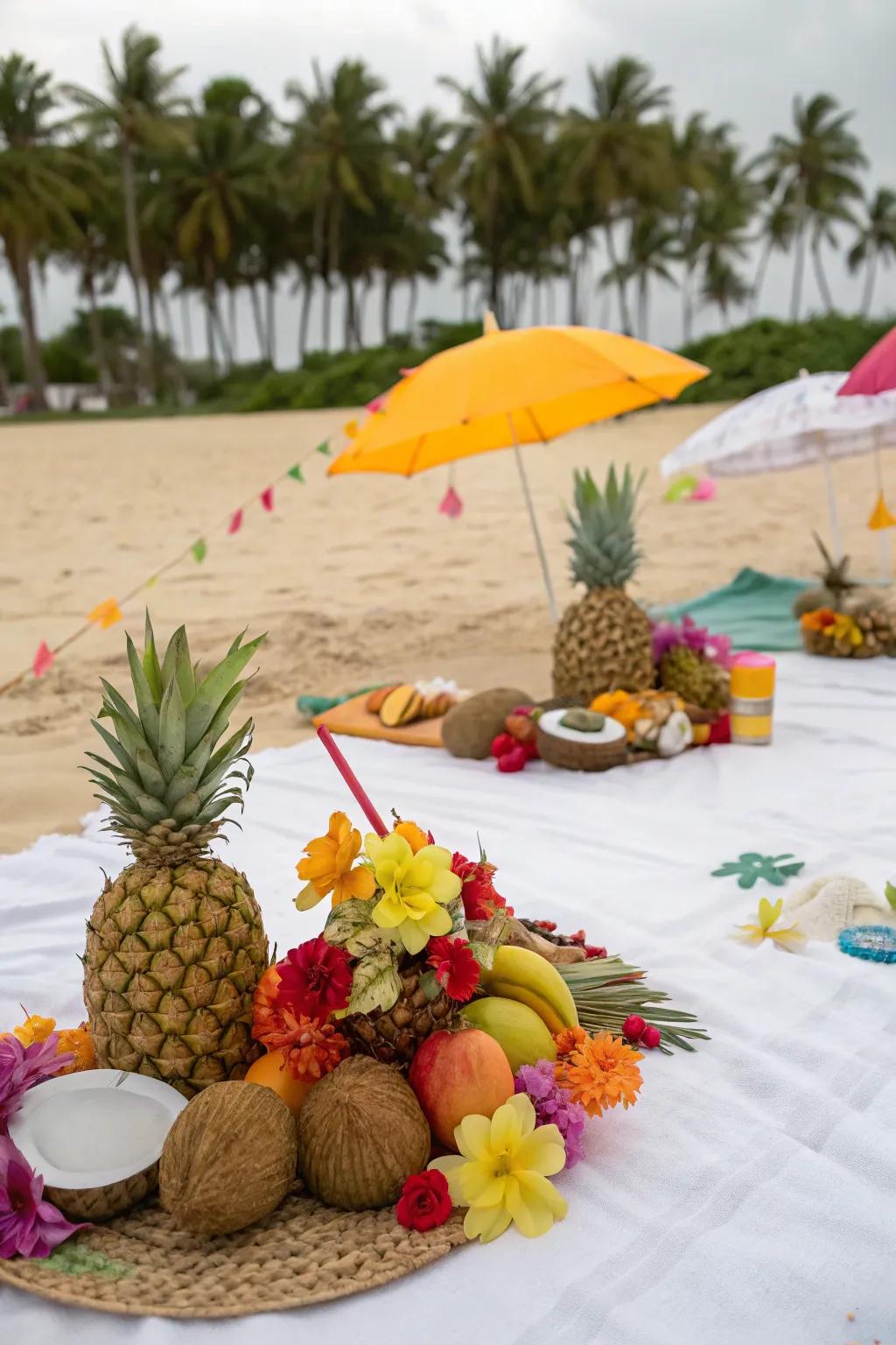 A themed picnic with tropical vibes.