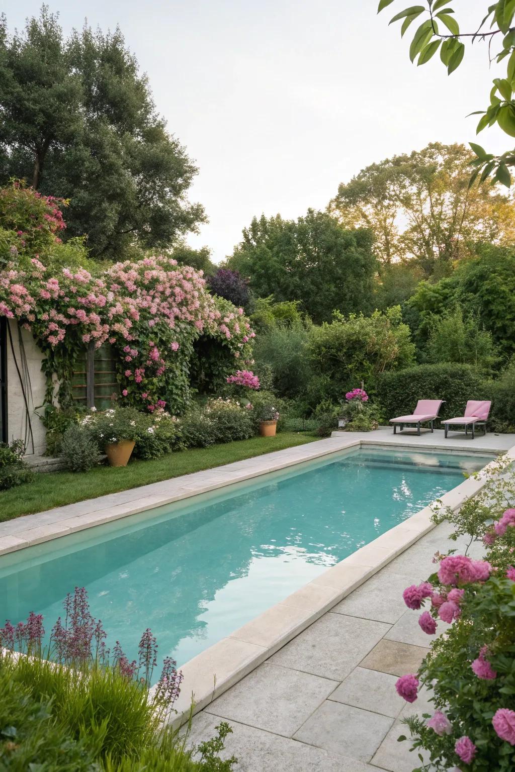 Pastel shades creating a gentle, calming pool atmosphere.