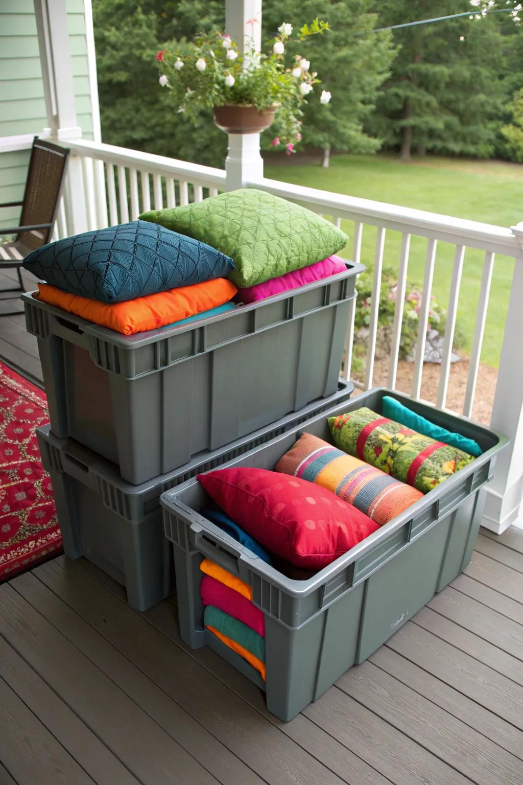 Portable totes making cushion storage flexible and convenient