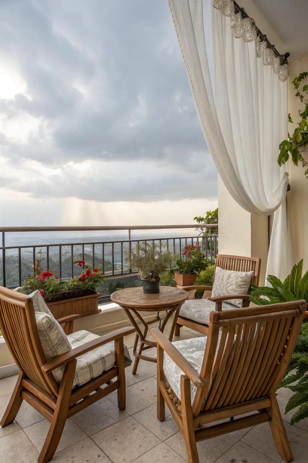 Durable materials ensure your balcony remains beautiful year-round.