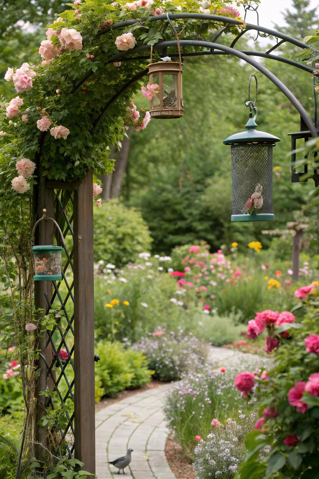Garden arches provide stunning feeder displays.