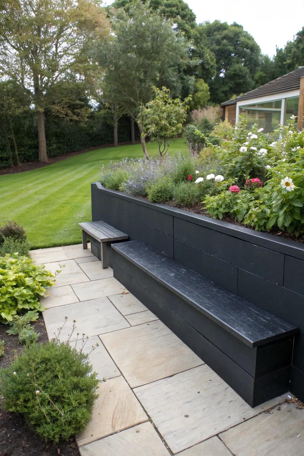 Integrated seating provides comfort and style.