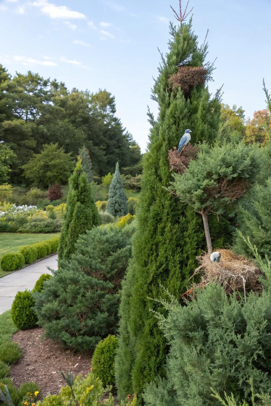 Create a wildlife-friendly garden with Blue Point Junipers.