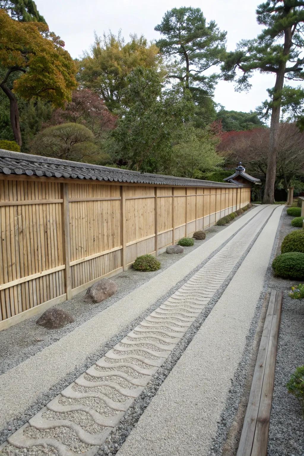 A slatted design brings a Zen vibe to gardens.