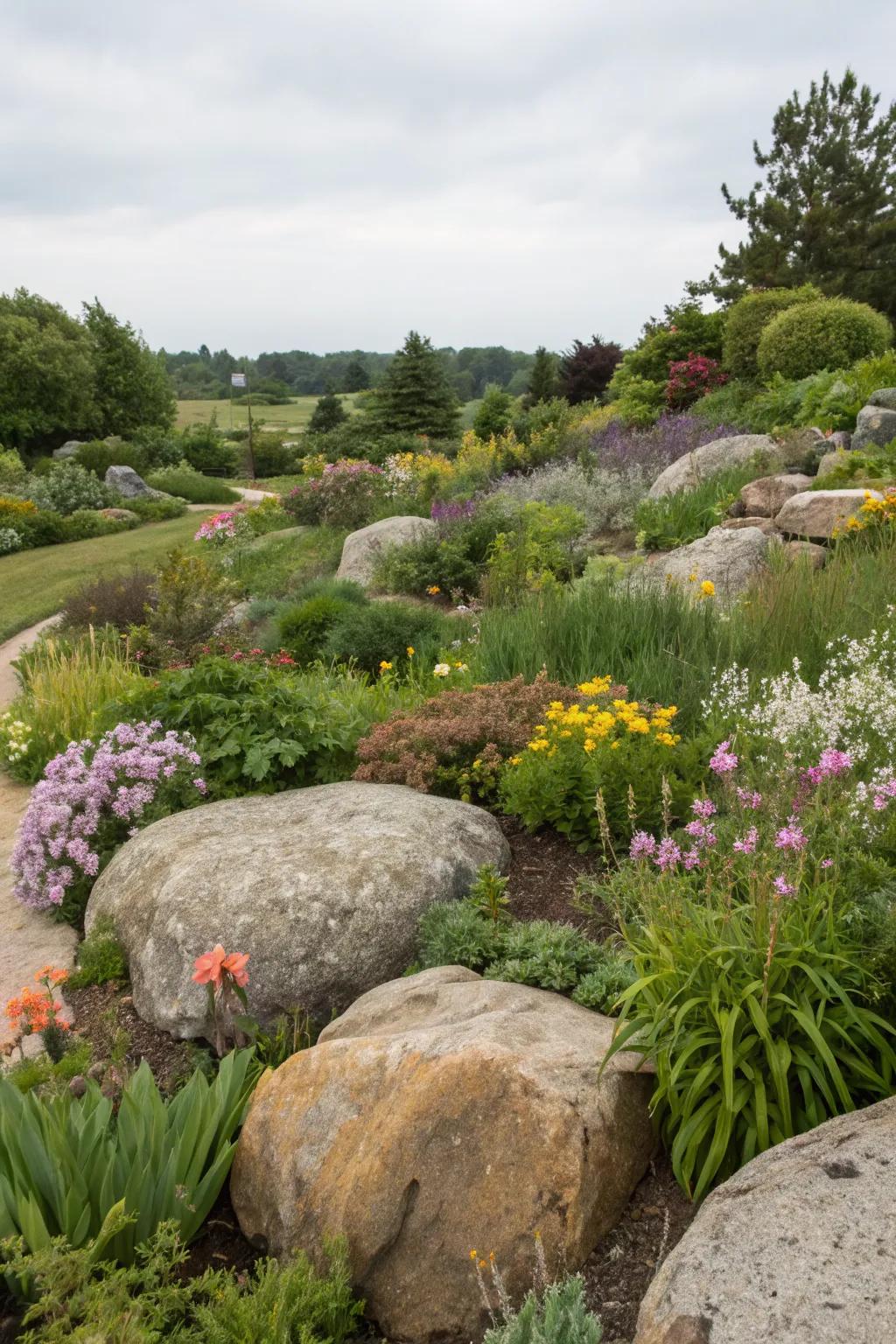 Create intriguing divisions with cleverly placed boulders.