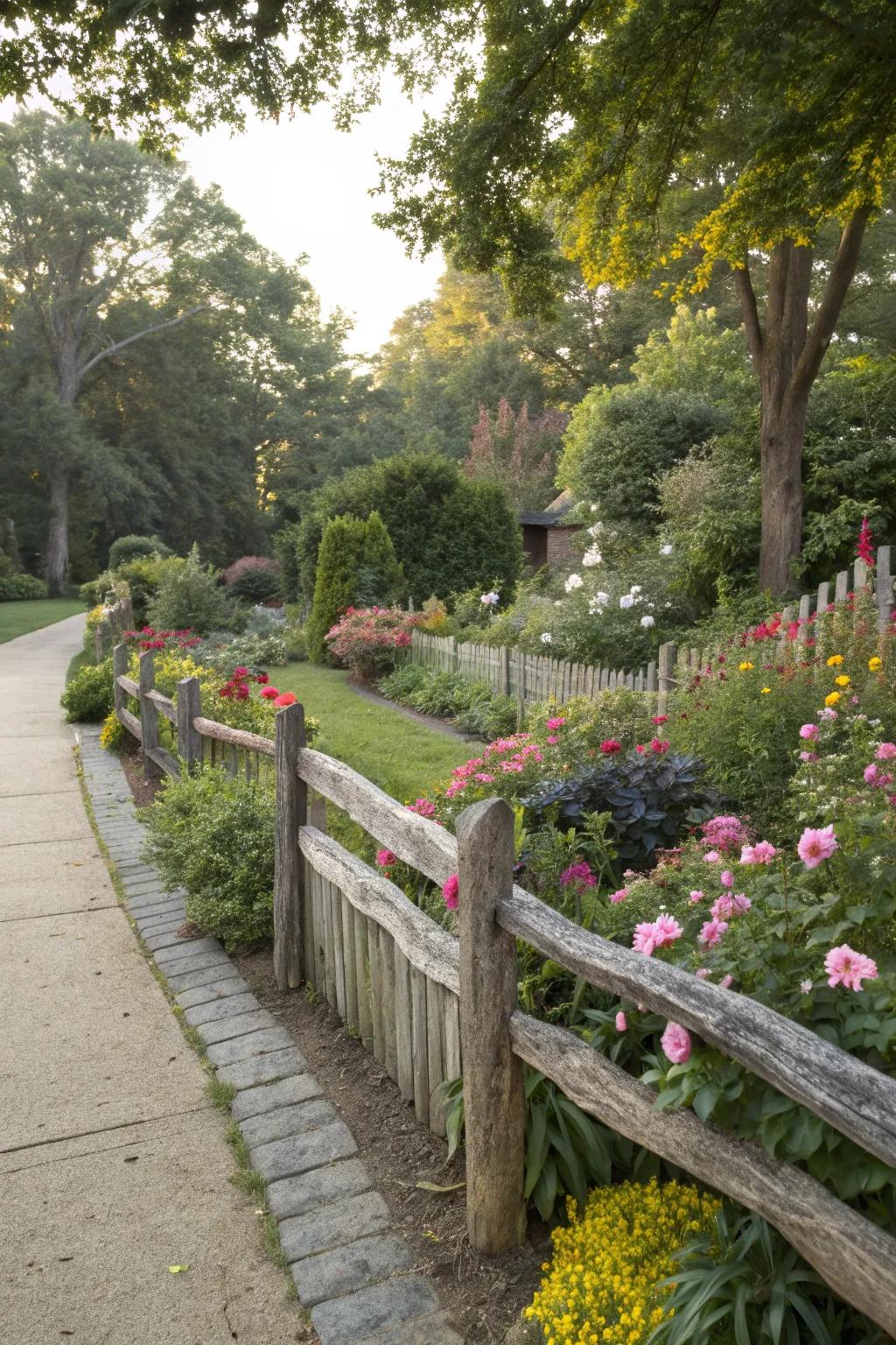 A decorative fence adds character and structure.