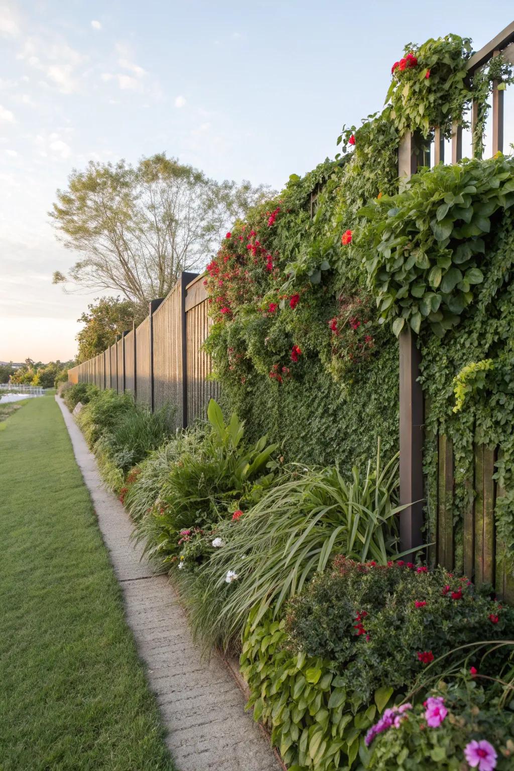 A living privacy wall made of dense greenery.