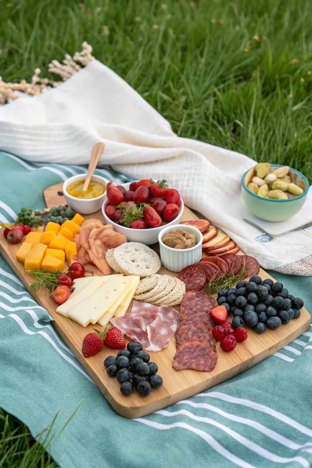 Craft a gourmet breakfast experience with a charcuterie board.