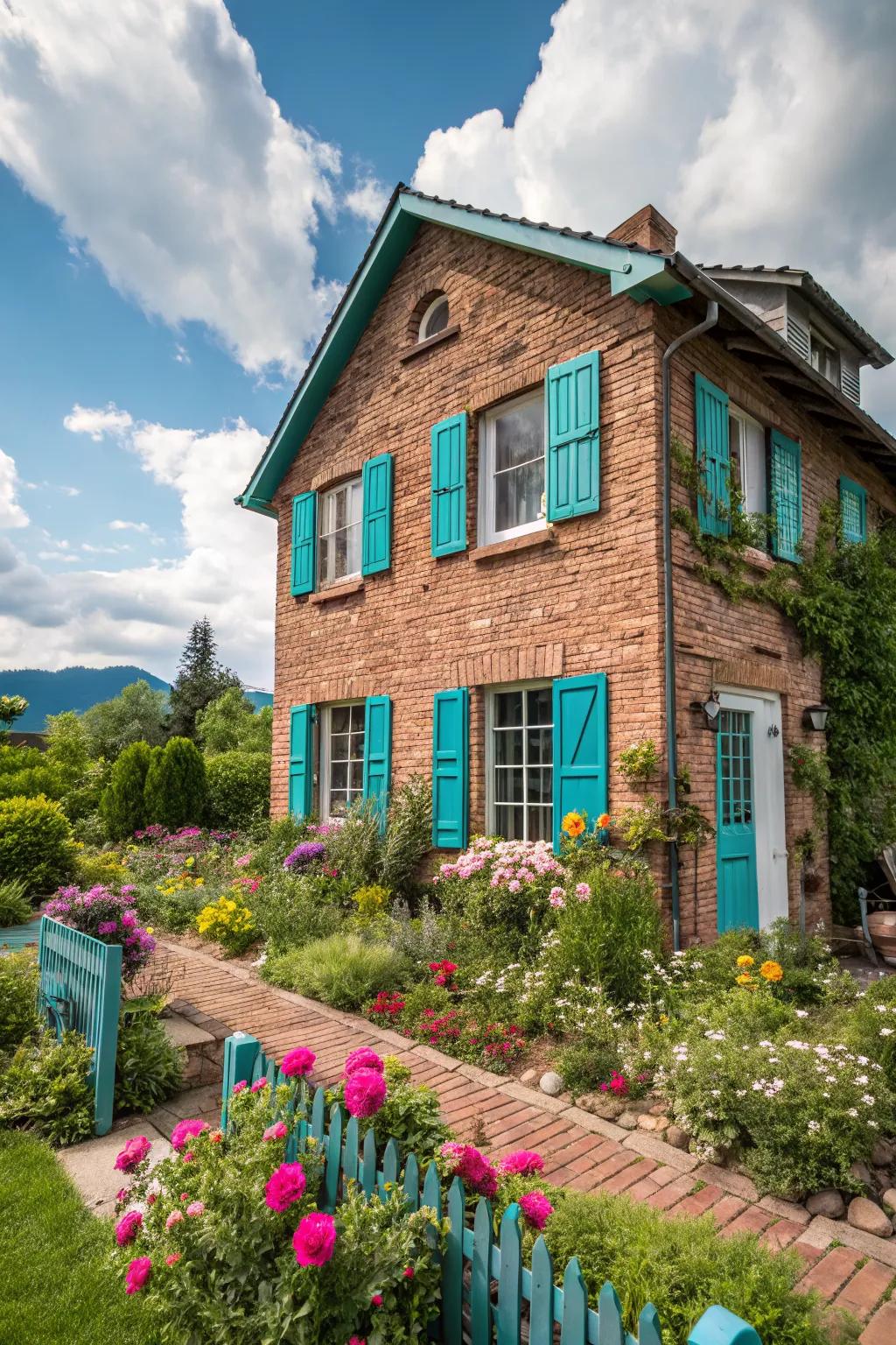 Colorful shutters add personality and charm to brick homes.