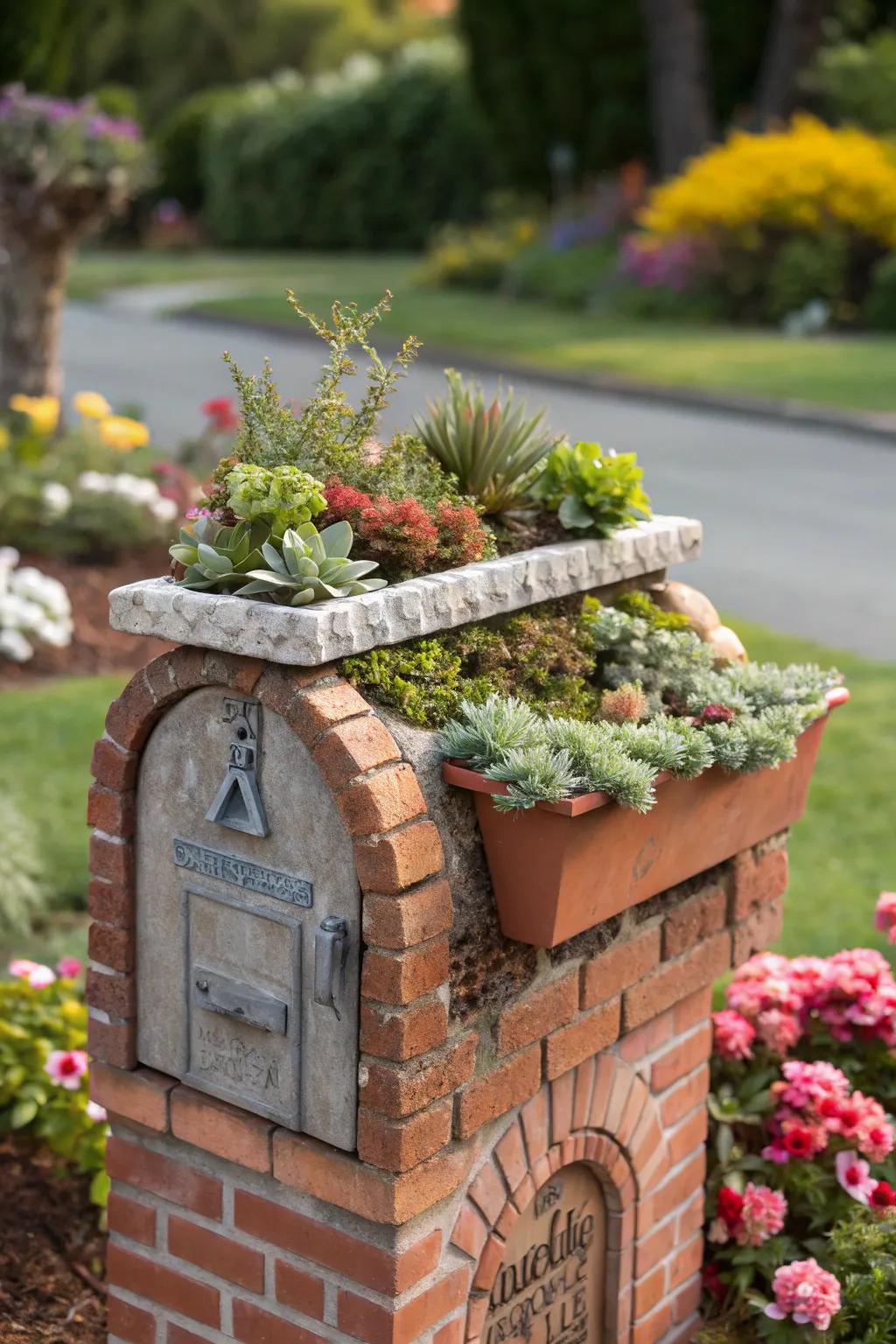 Add whimsy with a miniature garden atop your mailbox.