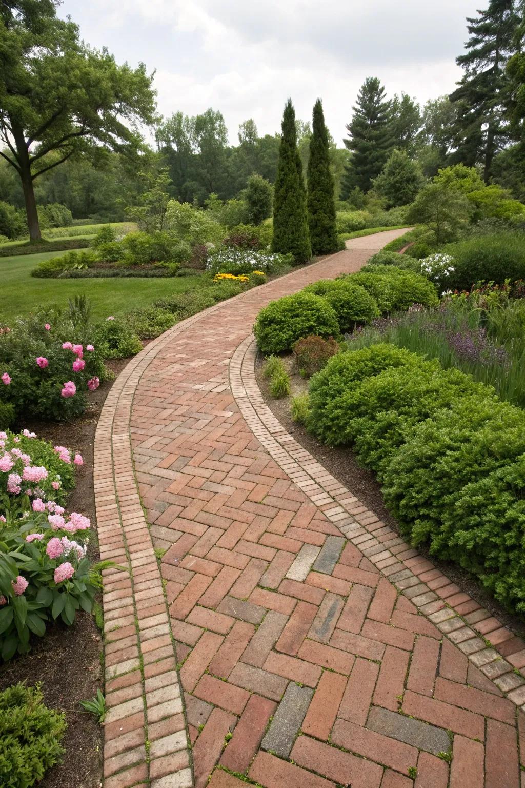 Diagonal patterns add movement and sophistication to pathways.