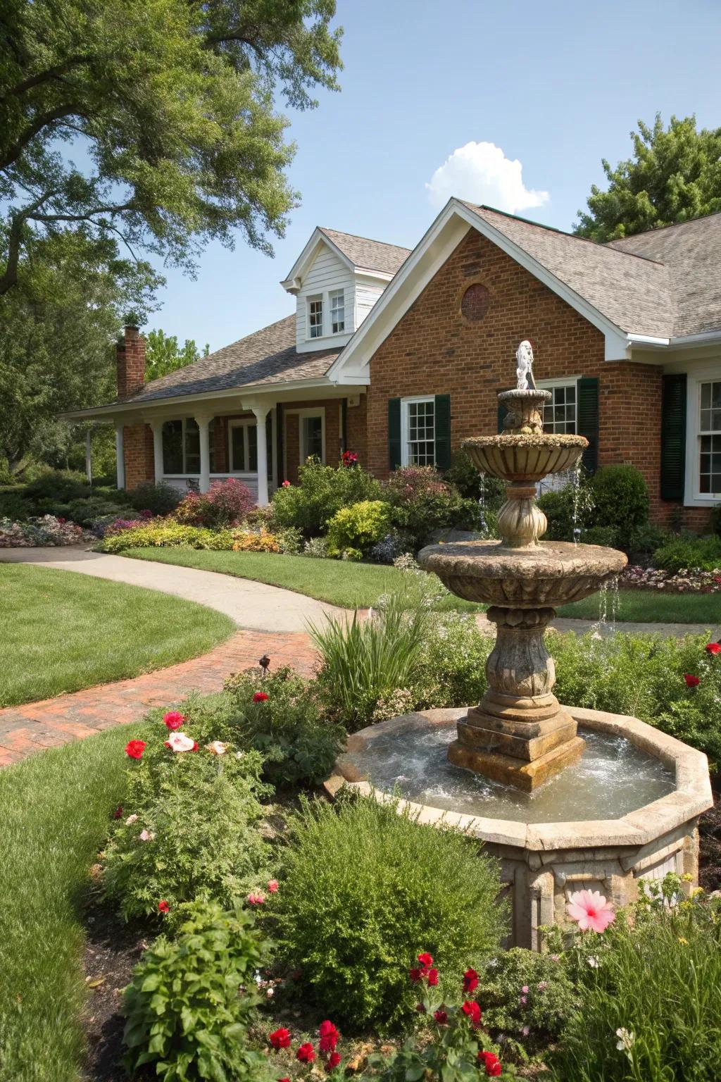 A focal point like a fountain adds elegance to your garden.