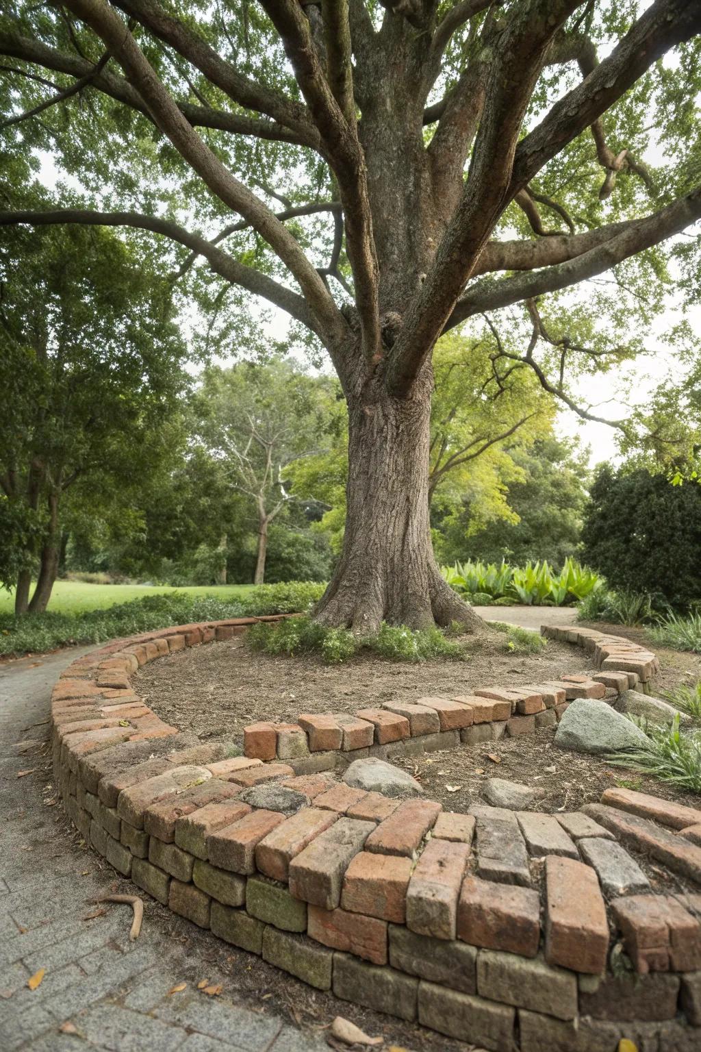 A natural brick edge offers rustic charm and blends with the environment.