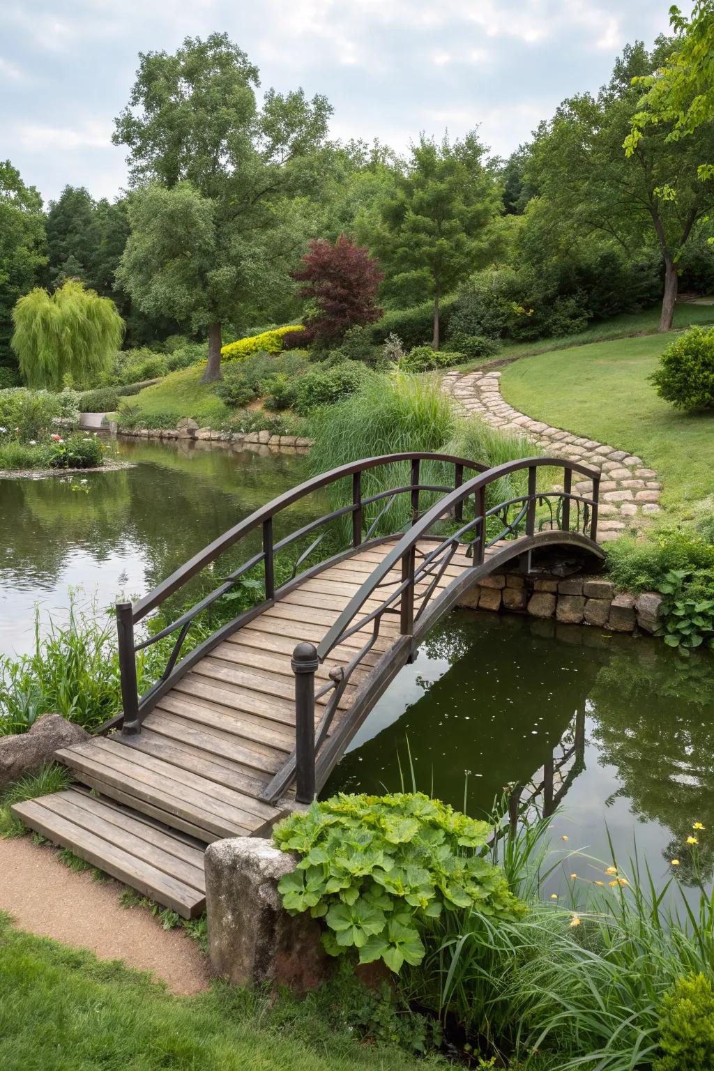 An eco-friendly bridge crafted from recycled materials.