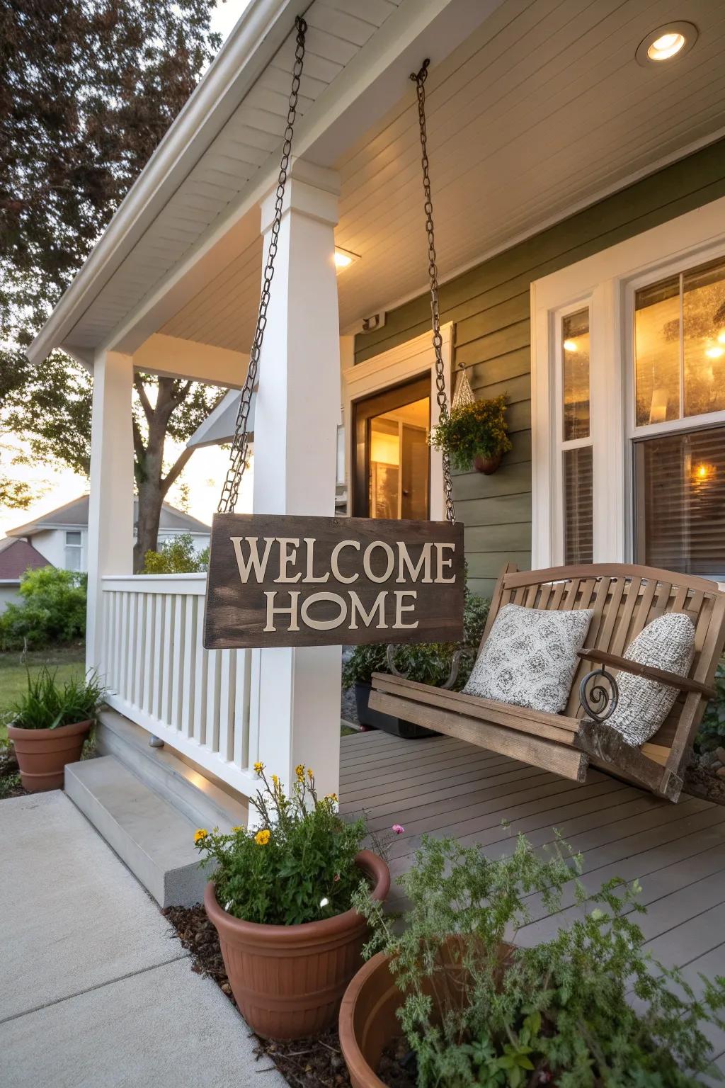 A personalized welcome sign greets guests warmly.