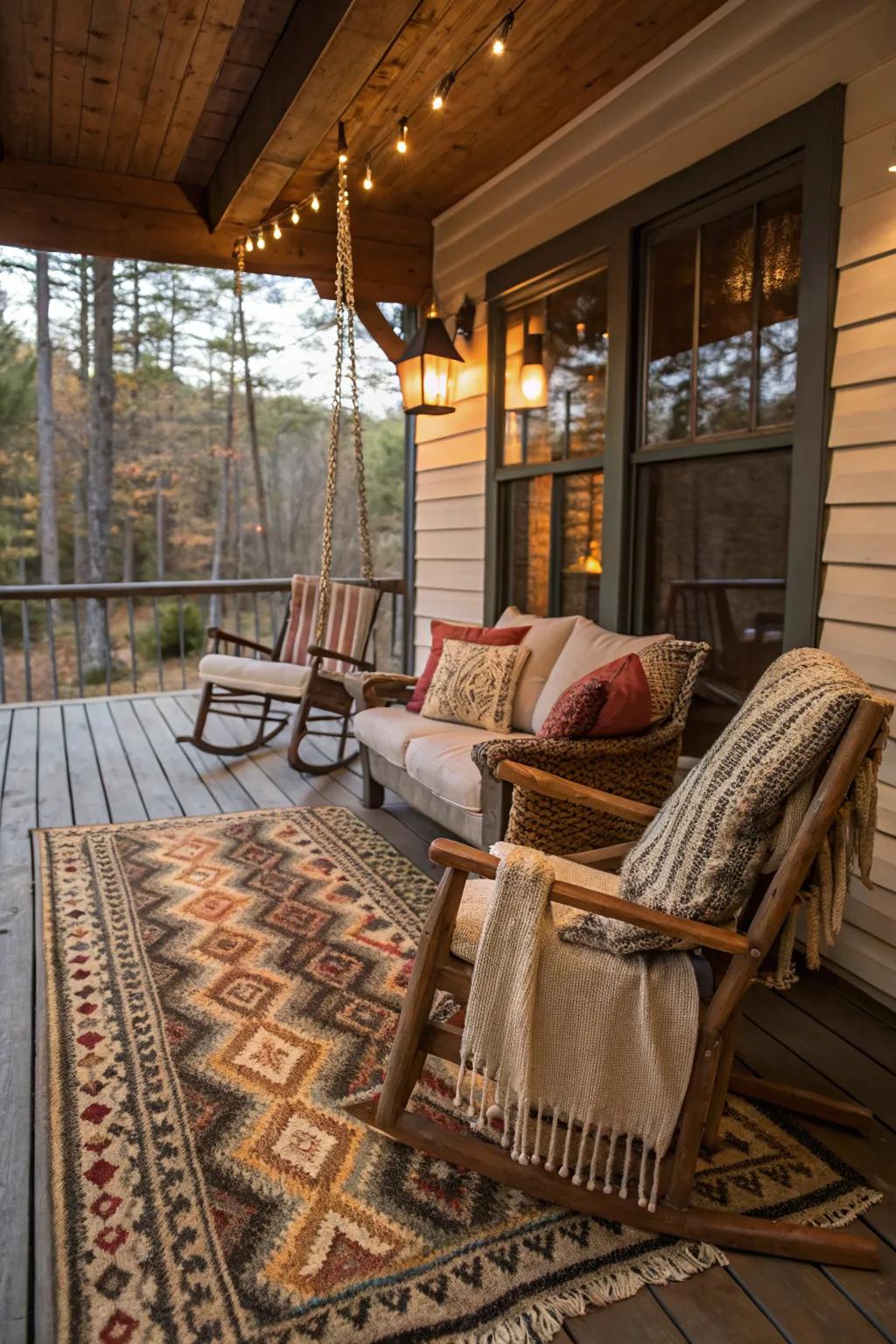 Woven rugs add warmth and texture.