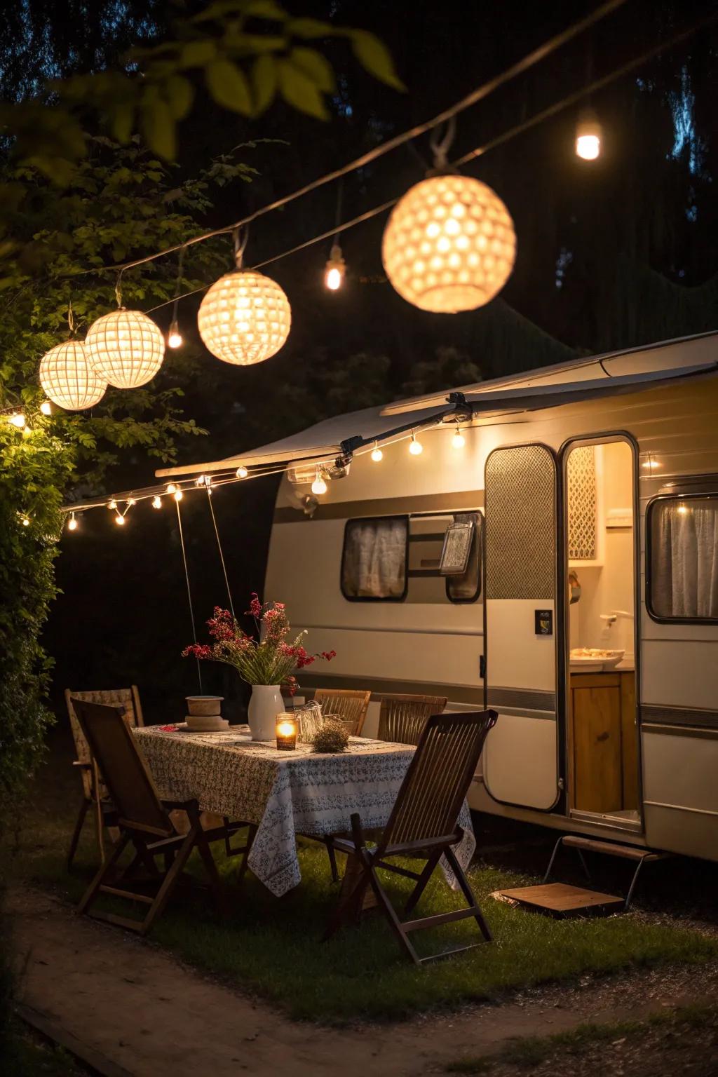 Globe lights add elegance and ambiance to your setup.