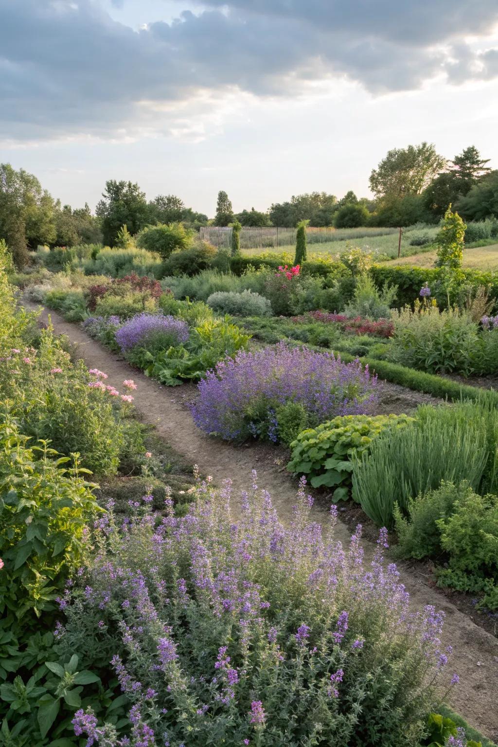 Catmint adding fragrance to an aromatic herb garden.