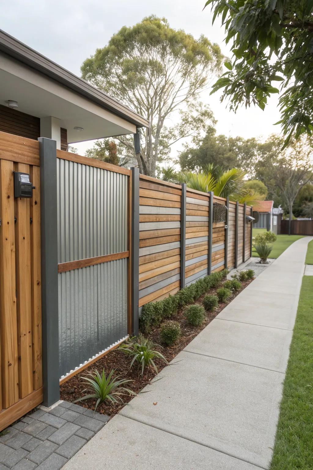 Corrugated metal panels make a bold, modern statement.