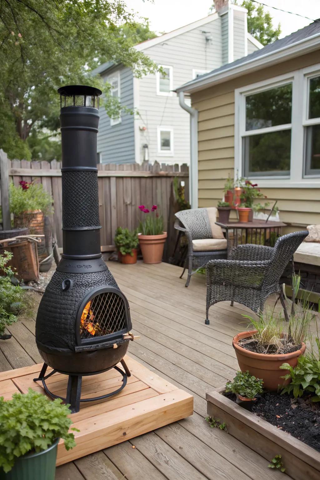Enjoy flexibility with a portable chiminea.
