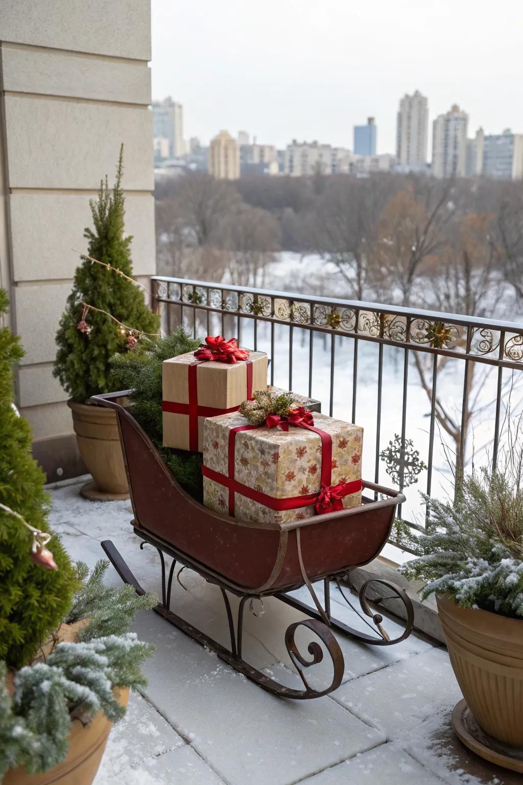 Add nostalgic charm with vintage sled decor.