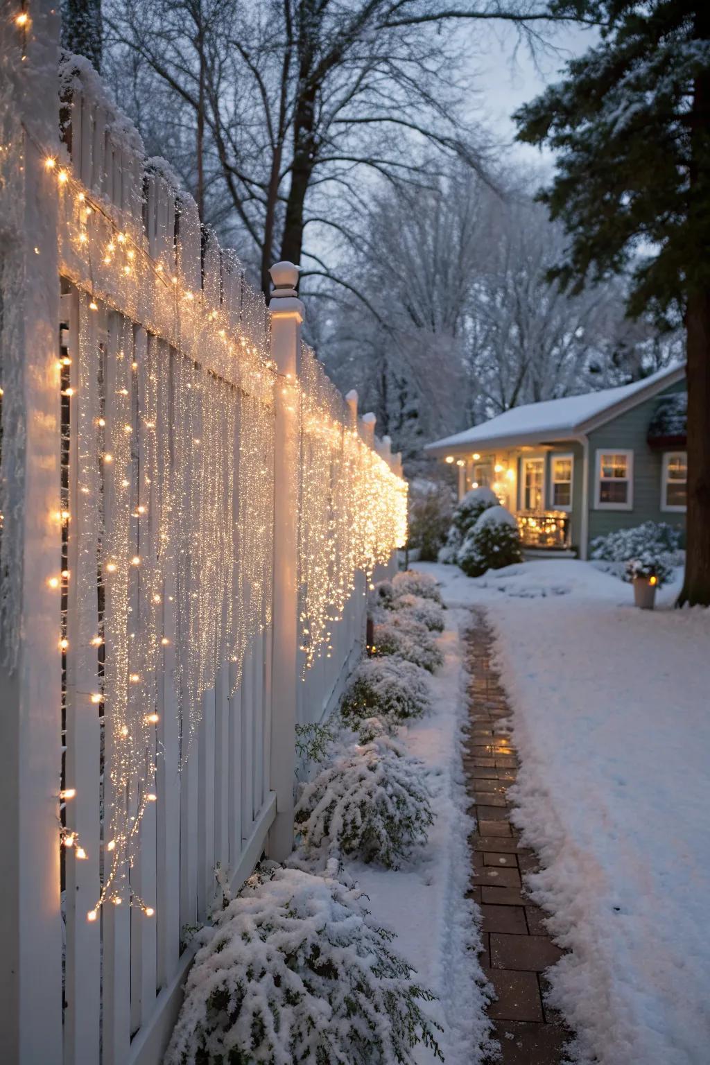 Create a frosty effect with icicle lights.
