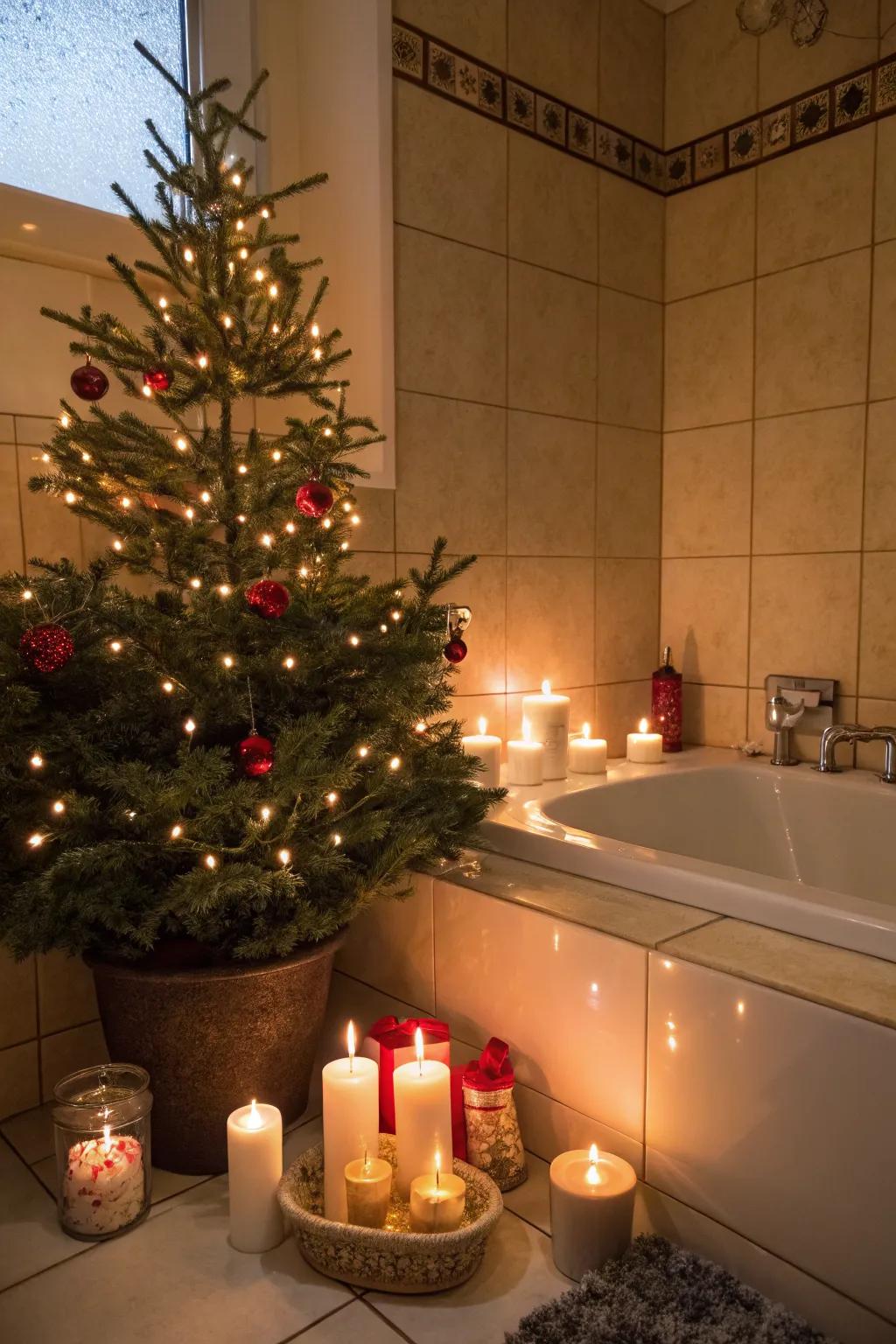 A bathroom with a hint of holiday magic