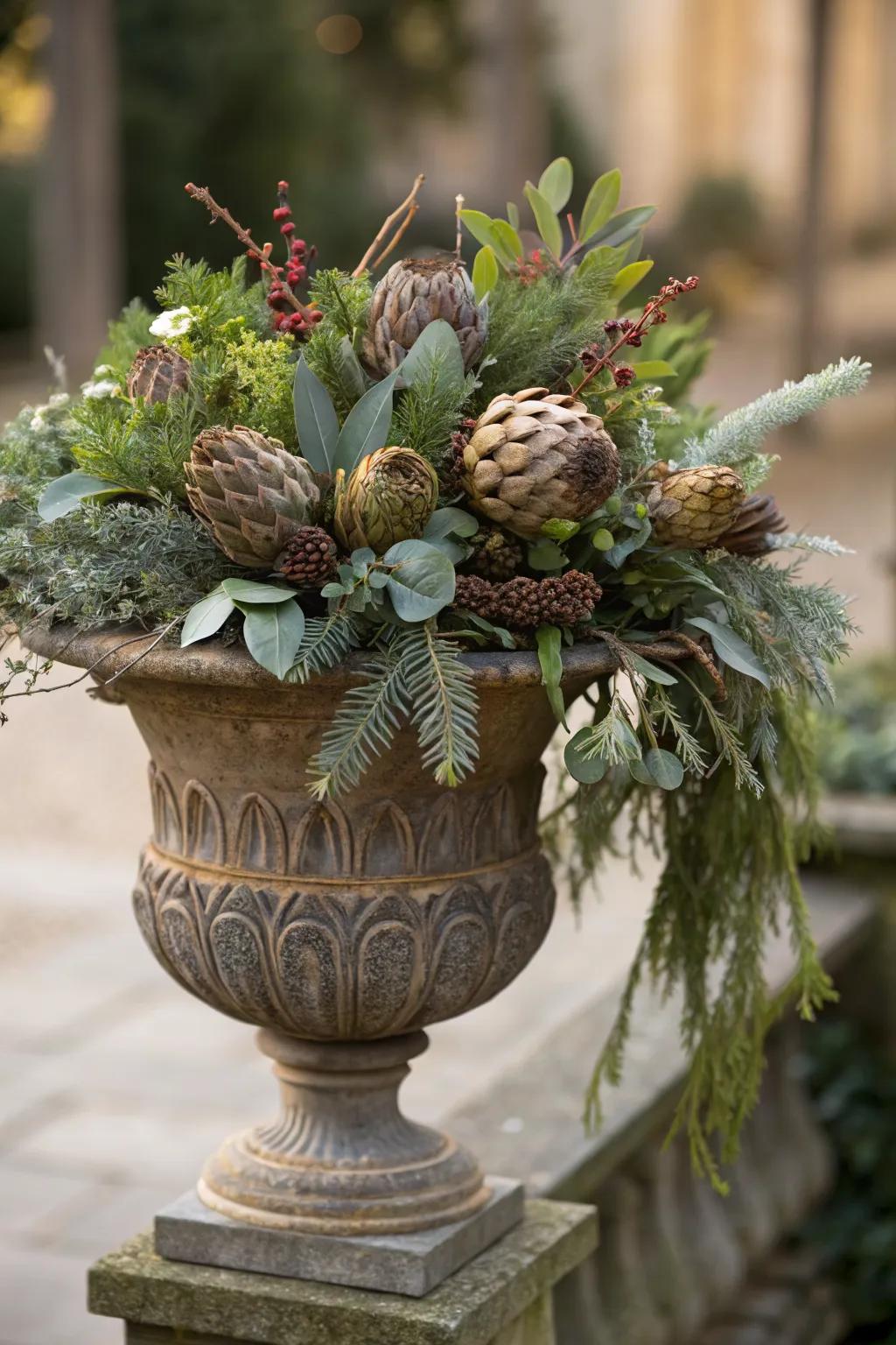 Seedpods add unexpected texture.