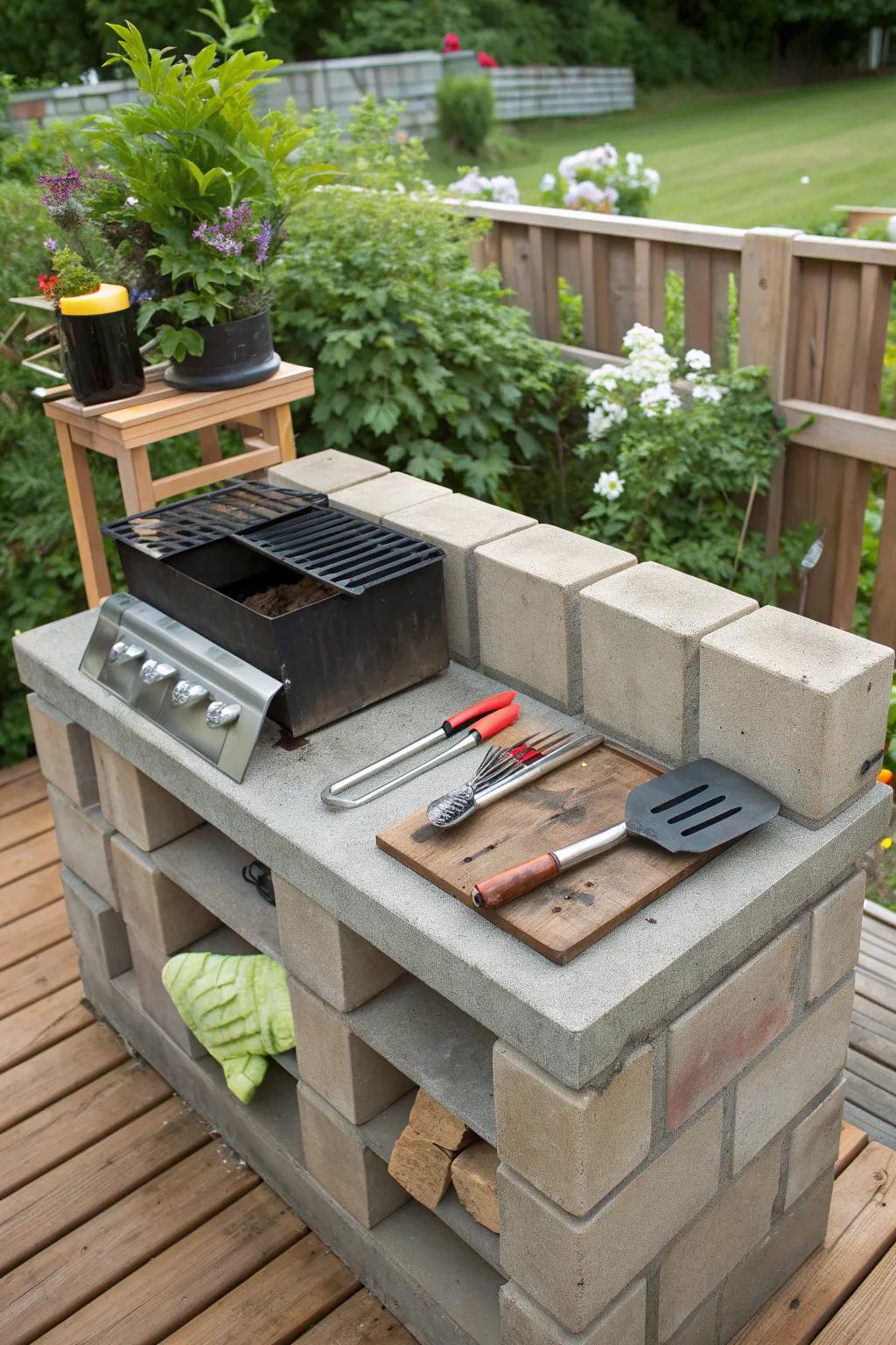 Host unforgettable cookouts with a sturdy cinder block barbecue station.